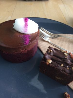 Beetroot cake and pecan brownie  at The Little Shop of Plenty in Maylands