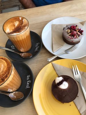 Hazelnut rooibos lattes, Turkish delight, beetroot and chocolate cakes  at The Little Shop of Plenty in Maylands