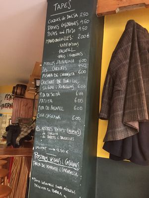 Today’s choices (18/1/19) at La Tavernaire in Valencia