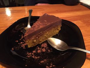 Pumpkin and chocolate tart. Divine! at La Tavernaire in Valencia