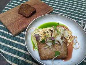 Vegan meatloaf at Aed Restaurant in Tallinn