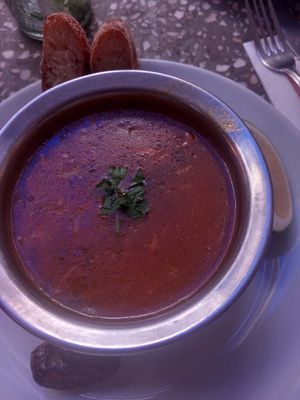 Harira (this was served with a sweet that contained honey) at Cafe Clock in Marrakech