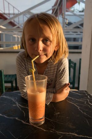 The juice was OK but nothing special. The tables were filthy and the food quite horrible. Don't eat here. at Cafe Clock in Marrakech