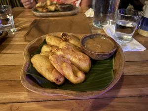 Banana fritters with caramel saucee  at Pisang Pisang in Lembongan