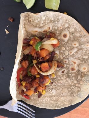 AMAZING vegan tacos! They have gluten free options on the tacos as well as many other menu items too.  Highly recommend!  at Pisang Pisang in Lembongan