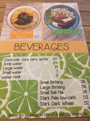 Menu  at Pisang Pisang in Lembongan