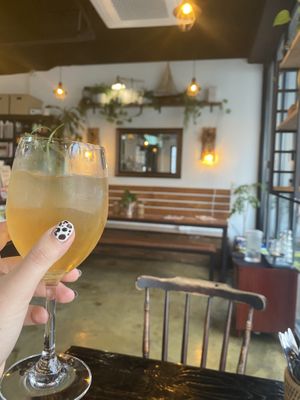 Kombucha and interior at Vegetus 베제투스 in Seoul