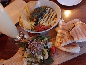 Tortilla bowl and bulgogi panini at Vegetus 베제투스 in Seoul