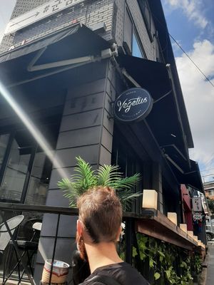 Outside. Sign at Vegetus 베제투스 in Seoul