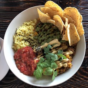 Had a yummy burrito bowl with a glass of white wine. Wonderful choice :)  at Vegetus 베제투스 in Seoul