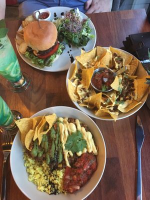 Burger, burrito bowl and nachos  at Vegetus 베제투스 in Seoul
