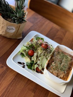 lasagna w/ side salad at Vegetus 베제투스 in Seoul