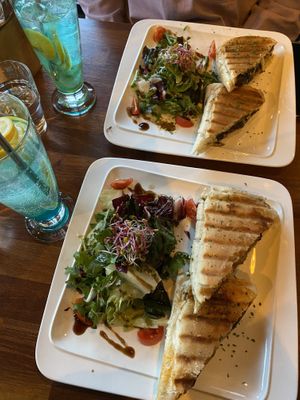 Caprese panini and sparkling lemonades  at Vegetus 베제투스 in Seoul