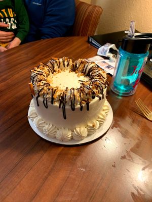 Delicious birthday cake at Vegan East in White Bear Lake