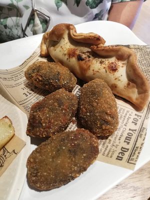 Croquetes d'espinacs, panses o pinyons at Veggie's World in Andorra La Vella