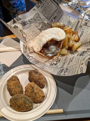 kebab and croquetas at Veggie's World in Andorra La Vella