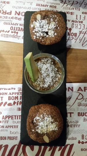 gluten free vegan cupcakes and avocado mousse at Veggie's World in Andorra La Vella