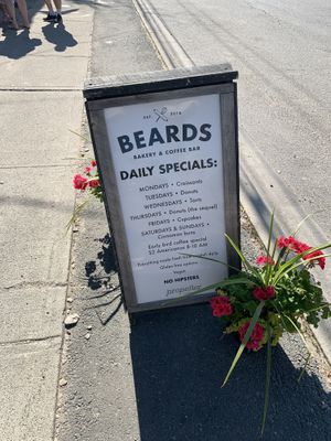 The sign   at Beards Coffee Bar & Bakery in Sudbury