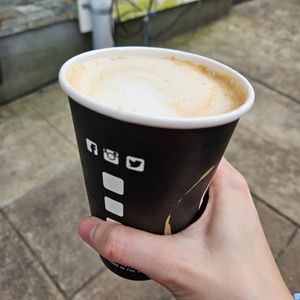 Pistacchio latte with oat milk at Local's Cafe in Port Jefferson