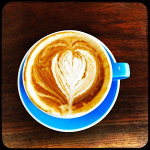 Soy decaf latte..  at Local's Cafe in Port Jefferson