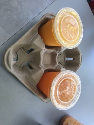 Cantaloupe, orange juice (mono fruit ) at Vegan and Juice in Miami