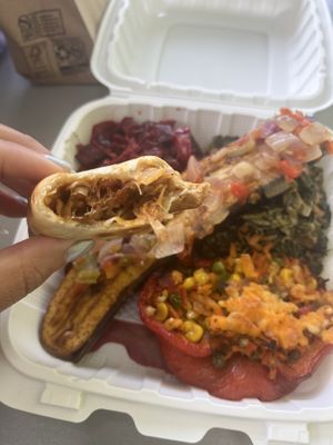 Jack fruit samosa  at Vegan and Juice in Miami