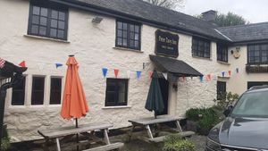 Entrance to the pub. at Peter Tavy Inn in Peter Tavy