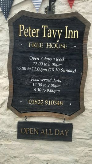 The opening hours and telephone. at Peter Tavy Inn in Peter Tavy