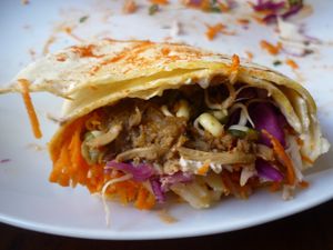Tortilla jackfruit inside at Jak Malina in Szczecin