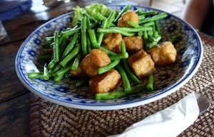 Green beans with tofu at Lazy Beach in Koh Rong