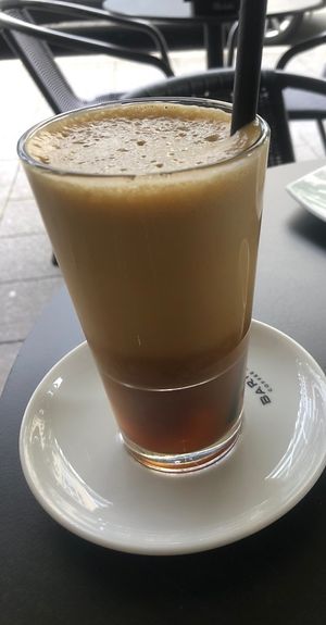 Iced decaf Freddo Espresso with soy milk side   at Baristaz Coffee Heroes - Bahnhofplatz in Koblenz