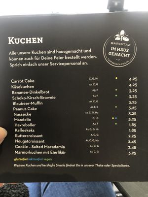 Cake options clearly vegan labeling   at Baristaz Coffee Heroes - Bahnhofplatz in Koblenz