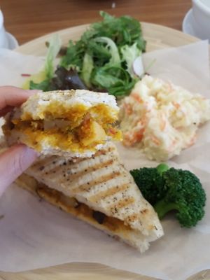 Pumpkin sandwich with vegan Japanese mash potato instead of fries at Yi Ke Shu - Tanjung Bungah in Penang