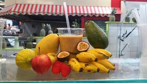 My drink being surrounded by fruit. at Get Juiced in South West London