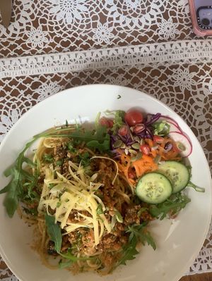 Soya and mushroom bolognese   at PurEssence in Alvor