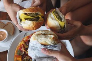 Vegan cheeseburgers at The Hive Bar in Erskineville