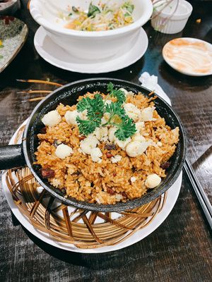 Eight-treasure fried rice , lotus on top  at Huong Viet in Footscray