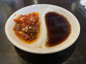 Personalised chilli and soy dipping sauce    at Huong Viet in Footscray