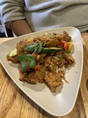 Salt and pepper mushrooms   at Huong Viet in Footscray