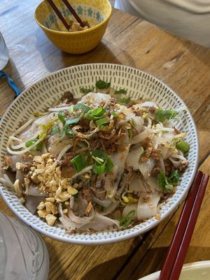 Flat rice noodle with beyond beef  at Huong Viet in Footscray