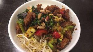 Noodle salad with satay fake chicken at Huong Viet in Footscray
