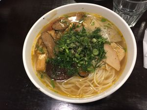 Vegan fish soup with dill and vermicelli noodles  at Huong Viet in Footscray