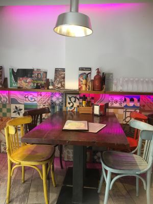 Inside Crusty’s at Crustys Pizzeria  in Mallorca