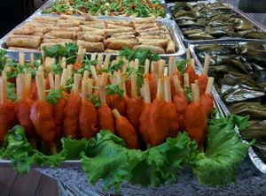 Vegetarian party trays. $30 for 50 vegetarian spring rolls. at Buddha Chay in Toronto