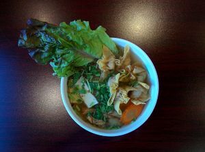 Vegetarian Wonton noodles soup. $8 tax included. at Buddha Chay in Toronto
