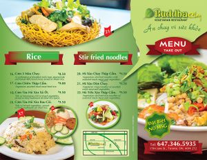 Buddha Chay Vegetarian Restaurant Menu-1 for 2017. at Buddha Chay in Toronto