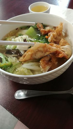 Wonton soup at Buddha Chay in Toronto