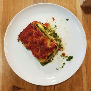 Vegeterian spinach lasagna with mascarpone at VegeQuchnia in Opole