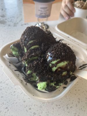 Brownie sundae with mint chip  at Hug Life in Garden Grove