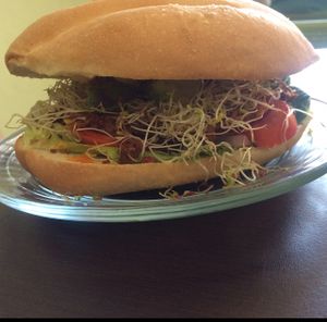 vegan chilorio sandwich  at Bliss Tienda Vegana in Mazatlan